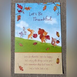 Lets Be Thankful Thanksgiving Card Woodland Animals Cottage Core Junk Journaling